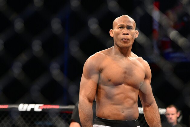 Sep 4, 2013; Belo Horizonte, BRAZIL; Ronaldo Jacare Souza enters his fight against Yushin Okami (not pictured) during UFC Fight Night at Mineirinho Arena. Mandatory Credit: Jason Silva-USA TODAY Sports