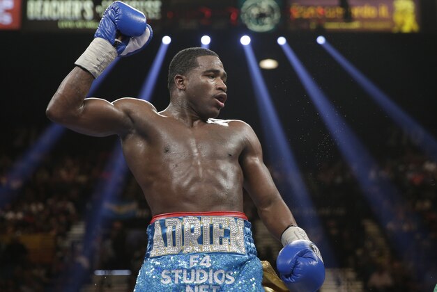 Adrien Broner is seen during his WBA super lightweight title boxing fight against Carlos Molina Saturday, May 3, 2014, in Las Vegas. (AP Photo/Isaac Brekken)