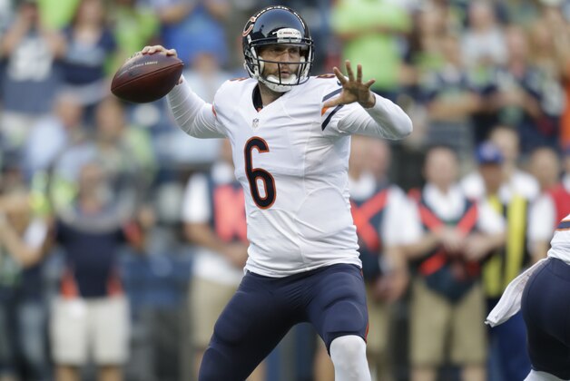 Chicago Bears' Jay Cutler in action against the Seattle Seahawks in the first half of a preseason NFL football game, Friday, Aug. 22, 2014, in Seattle. (AP Photo/John Froschauer) Chicago Bears' Jay Cutler in action against the Seattle Seahawks in the first half of a preseason NFL football game, Friday, Aug. 22, 2014, in Seattle. (AP Photo/John Froschauer)