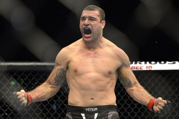 BRISBANE, AUSTRALIA - DECEMBER 07: Shogun Rua of Brazil celebrates a knock out victory during the UFC Brisbane bout against James Te Huna at the Brisbane Entertainment Centre on December 7, 2013 in Brisbane, Australia.  (Photo by Bradley Kanaris/Getty Images)