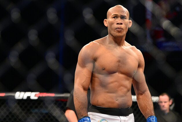 Sep 4, 2013; Belo Horizonte, BRAZIL; Ronaldo Jacare Souza enters his fight against Yushin Okami (not pictured) during UFC Fight Night at Mineirinho Arena. Mandatory Credit: Jason Silva-USA TODAY Sports