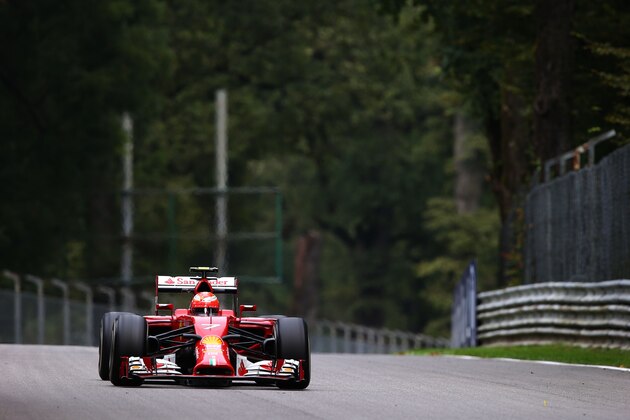 MONZA, ITALY - SEPTEMBER 05:  Kimi Raikkonen of Finland and Ferrari drives during Practice ahead of the F1 Grand Prix of Italy at Autodromo di Monza on September 5, 2014 in Monza, Italy.  (Photo by Mark Thompson/Getty Images)