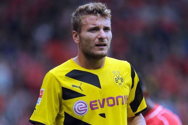LIVERPOOL, ENGLAND - AUGUST 10:  Ciro Immobile of Borussia Dortmund during the Pre Season Friendly match between Liverpool and Borussia Dortmund at Anfield on August 10, 2014 in Liverpool, England. (Photo by Clint Hughes/Getty Images)