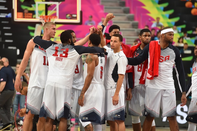 BARCELONA, SPAIN - SEPTEMBER 6: Stephen Curry and the USA Basketball Men's National Team huddles up against the Mexico National Team at Palau Sant Jordi on September 6, 2014 in Barcelona, Spain. NOTE TO USER: User expressly acknowledges and agrees that, by downloading and/or using this Photograph, user is consenting to the terms and conditions of the Getty Images License Agreement. Mandatory Copyright Notice: Copyright 2014 NBAE (Photo by Jesse D. Garrabrant/NBAE via Getty Images) BARCELONA, SPAIN - SEPTEMBER 6: Stephen Curry and the USA Basketball Men's National Team huddles up against the Mexico National Team at Palau Sant Jordi on September 6, 2014 in Barcelona, Spain. NOTE TO USER: User expressly acknowledges and agrees that, by downloading and/or using this Photograph, user is consenting to the terms and conditions of the Getty Images License Agreement. Mandatory Copyright Notice: Copyright 2014 NBAE (Photo by Jesse D. Garrabrant/NBAE via Getty Images)