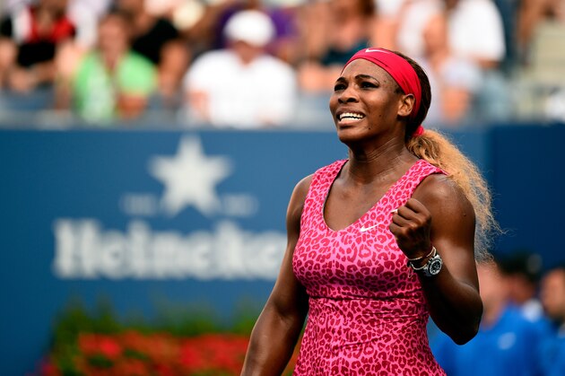 NEW YORK, NY - SEPTEMBER 05:  Serena Williams of the United States celebrates after defeating Ekaterina Makarova of Russia during their women's singles semifinal match on Day Twelve of the 2014 US Open at the USTA Billie Jean King National Tennis Center on September 5, 2014 in the Flushing neighborhood of the Queens borough of New York City. Williams defeated Makarova in two sets 6-1, 6-3.  (Photo by Alex Goodlett/Getty Images)
