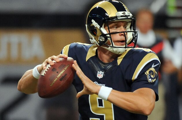 St. Louis Rams quarterback Austin Davis throws during the third quarter an NFL football game against the Minnesota Vikings Sunday, Sept. 7, 2014, in St. Louis. (AP Photo/L.G. Patterson)