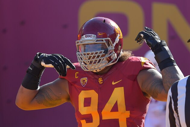 Southern California defensive end Leonard Williams gestures prior to a NCAA college football game against Fresno State, Saturday, Aug. 30, 2014, in Los Angeles. (AP Photo/Mark J. Terrill) Southern California defensive end Leonard Williams gestures prior to a NCAA college football game against Fresno State, Saturday, Aug. 30, 2014, in Los Angeles. (AP Photo/Mark J. Terrill)