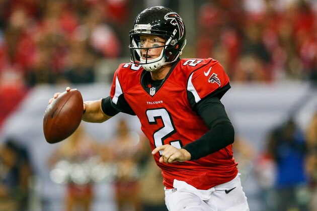 ATLANTA, GA - SEPTEMBER 07:  Matt Ryan #2 of the Atlanta Falcons scrambles on a pass play in the first half against the New Orleans Saints at the Georgia Dome on September 7, 2014 in Atlanta, Georgia. The Atlanta Falcons won 37-34.  (Photo by Kevin C. Cox/Getty Images)