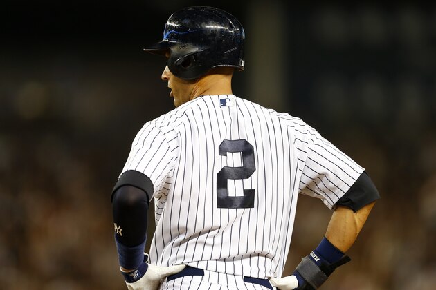 NEW YORK, NY - SEPTEMBER 02: Derek Jeter #2 of the New York Yankees in action against the Boston Red Sox during a MLB baseball game at Yankee Stadium on September 2, 2014 in the Bronx borough of New York City. (Photo by Rich Schultz/Getty Images)