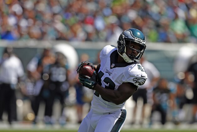Philadelphia Eagles' Darren Sproles is seen during an NFL football game against the Jacksonville Jaguars on Sunday, Sept. 7, 2014, in Philadelphia. (AP Photo/Michael Perez)