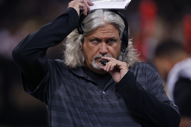 New Orleans Saints defensive coordinator Rob Ryan walks the sideline in the first half of an NFL preseason football game against the Tennessee Titans in New Orleans, Friday, Aug. 15, 2014. (AP Photo/Bill Haber) New Orleans Saints defensive coordinator Rob Ryan walks the sideline in the first half of an NFL preseason football game against the Tennessee Titans in New Orleans, Friday, Aug. 15, 2014. (AP Photo/Bill Haber)