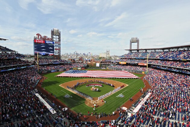 PHILADELPHIA, PA - APRIL 08: A general view of Citizens Bank Park on opening day between the Milwaukee Brewers and Philadelphia Phillies on April 8, 2014 in Philadelphia, Pennsylvania. (Photo by Drew Hallowell/Getty Images)