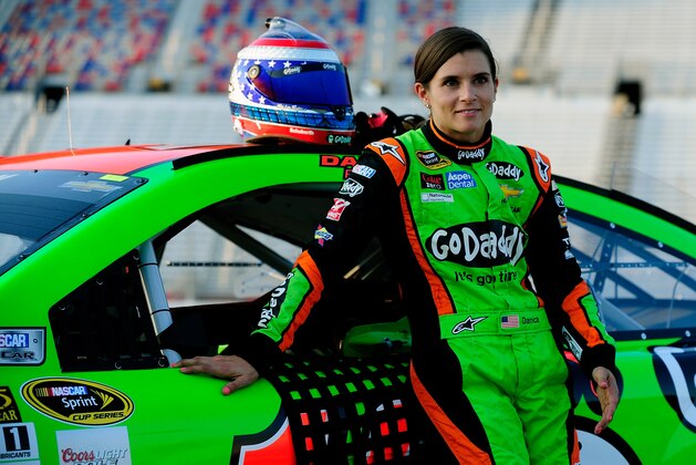 HAMPTON, GA - AUGUST 29: Danica Patrick, driver of the #10 GoDaddy Chevrolet, stands on the grid during qualifying for the NASCAR Sprint Cup Series Oral-B USA 500 at Atlanta Motor Speedway on August 29, 2014 in Hampton, Georgia.  (Photo by Jeff Curry/Getty Images)