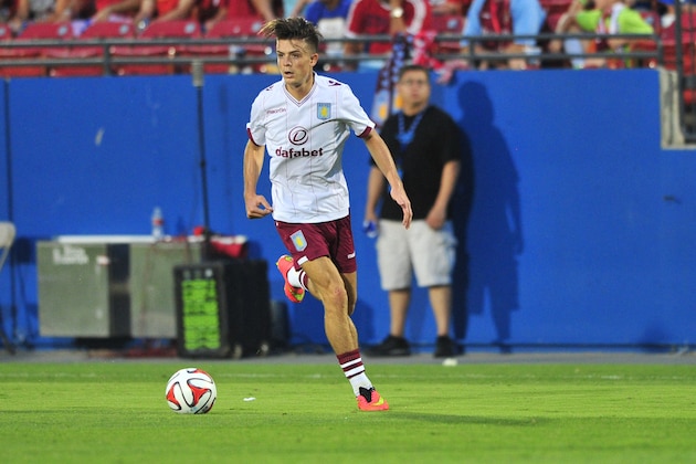 FRISCO, TX - JULY 23: Jack Grealish #40 of Aston Villa controls the ball against FC Dallas during an international friendly on July 23, 2014 at Toyota Stadium in Frisco, Texas. (Photo by Cooper Neill/Getty Images)