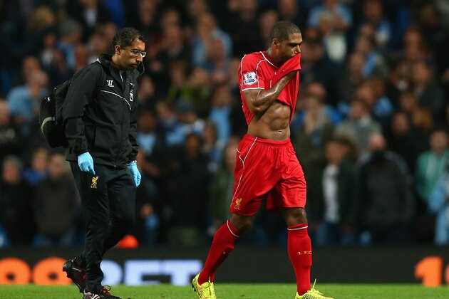 MANCHESTER, ENGLAND - AUGUST 25:   Glen Johnson of Liverpool walks off during the Barclays Premier League match between Manchester City and Liverpool at the Etihad Stadium on August 25, 2014 in Manchester, England.  (Photo by Clive Brunskill/Getty Images)