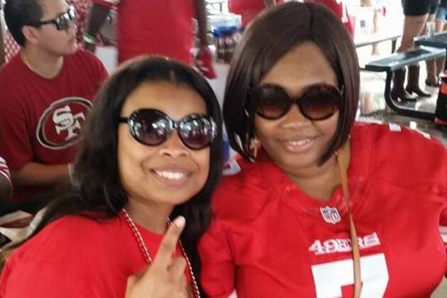 Longtime San Francisco 49er fan Teresa Carter (left), who attended Sunday's game with her friend, LaToni Brown, says she isn’t buying Jerry Jones’ comments in which the Dallas owner said he didn't notice the large turnout of Niner fans. “I mean, you would have to been blind not to see it,