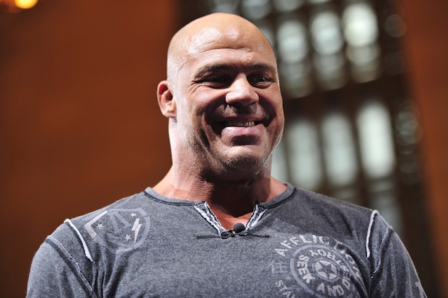 May 15, 2013; New York, NY, USA; 1996 Olympic gold medalist Kurt Angle attends the wrestling meet between Iran and USA at Grand Central Terminal. Iran won the meet 18-8. Mandatory Credit: Joe Camporeale-USA TODAY Sports