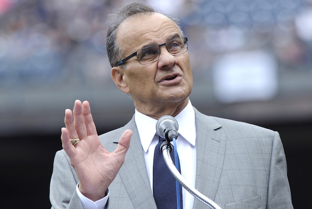 Former New York Yankees manager Joe Torre speaks as the Yankees retired his number before a baseball game against the Chicago White Sox Saturday, Aug. 23, 2014, at Yankee Stadium in New York. (AP Photo/Bill Kostroun)