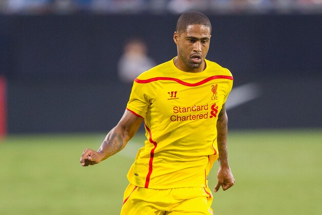 CHARLOTTE, NC - AUGUST 02: Glen Johnson #2 of Liverpool controls the ball during second half action against A.C. Milan in the Guinness International Champions Cup at Bank of America Stadium on August 2, 2014 in Charlotte, North Carolina. Liverpool defeated A.C. Milan 2-0. (Photo by Brian A. Westerholt/Getty Images)