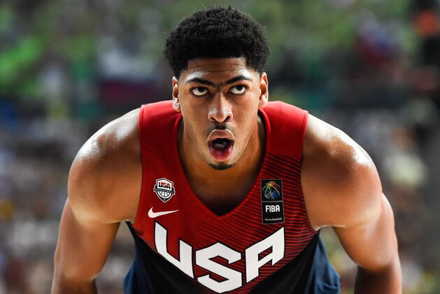 BARCELONA, SPAIN - SEPTEMBER 09:  Anthony Davis #14 of the USA Basketball Men's National Team looks on during 2014 FIBA Basketball World Cup quarter-final match between Lithuania and Turkey at Palau Sant Jordi on September 9, 2014 in Barcelona, Spain.  (Photo by David Ramos/Getty Images)