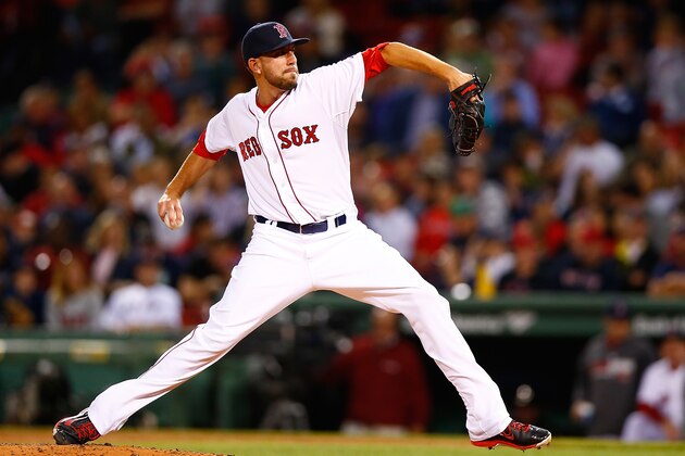 BOSTON, MA - SEPTEMBER 09: Matt Barnes #68 of the Boston Red Sox pitches against the Baltimore Orioles during the game at Fenway Park on September 9, 2014 in Boston, Massachusetts.  (Photo by Jared Wickerham/Getty Images)