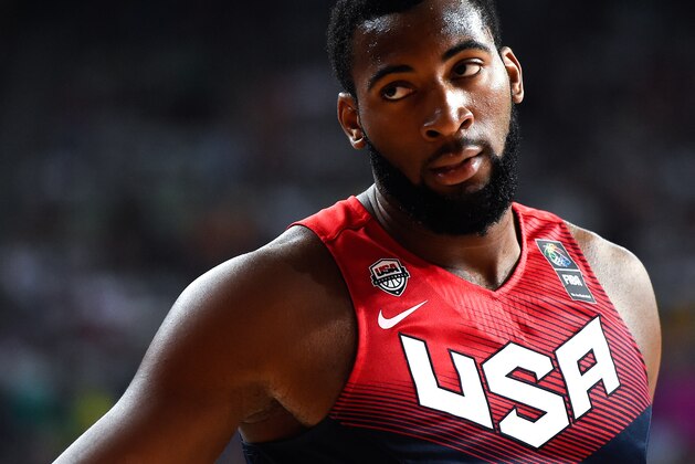 BARCELONA, SPAIN - SEPTEMBER 09:  Andre Drummond #15 of the USA Basketball Men's National Team looks on during 2014 FIBA Basketball World Cup quarter-final match between Slovenia and USA at Palau Sant Jordi on September 9, 2014 in Barcelona, Spain.  (Photo by David Ramos/Getty Images)