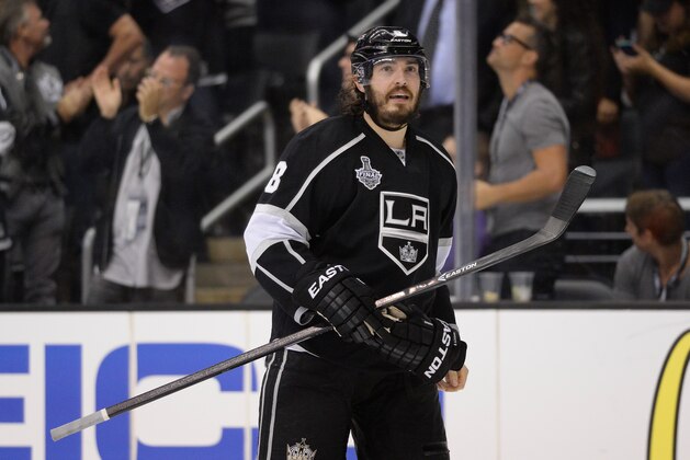LOS ANGELES, CA - JUNE 13:  Drew Doughty #8 of the Los Angeles Kings looks on in the third period while taking on the New York Rangers during Game Five of the 2014 Stanley Cup Final at Staples Center on June 13, 2014 in Los Angeles, California.  (Photo by Harry How/Getty Images)