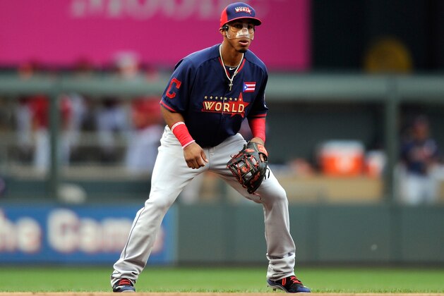 MINNEAPOLIS, MN - JULY 13:  Francisco Lindor of the World Team during the SiriusXM All-Star Futures Game at Target Field on July 13, 2014 in Minneapolis, Minnesota.  (Photo by Hannah Foslien/Getty Images)