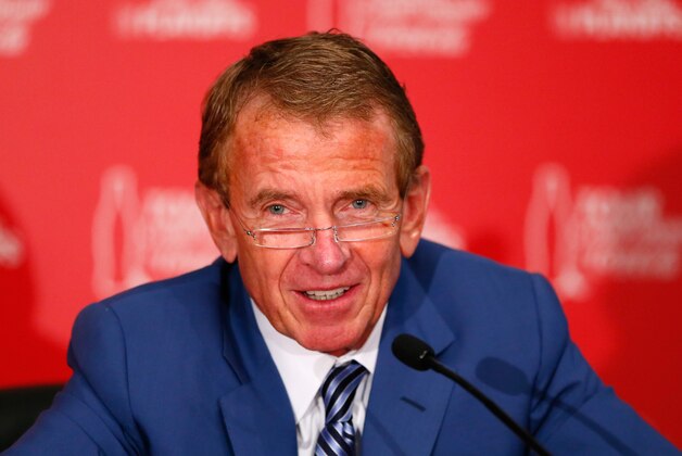 ATLANTA, GA - SEPTEMBER 09:  PGA TOUR Commissioner Tim Finchem speaks to the media prior to the start of the TOUR Championship by Coca-Cola at East Lake Golf Club on September 9, 2014 in Atlanta, Georgia.  (Photo by Kevin C. Cox/Getty Images)
