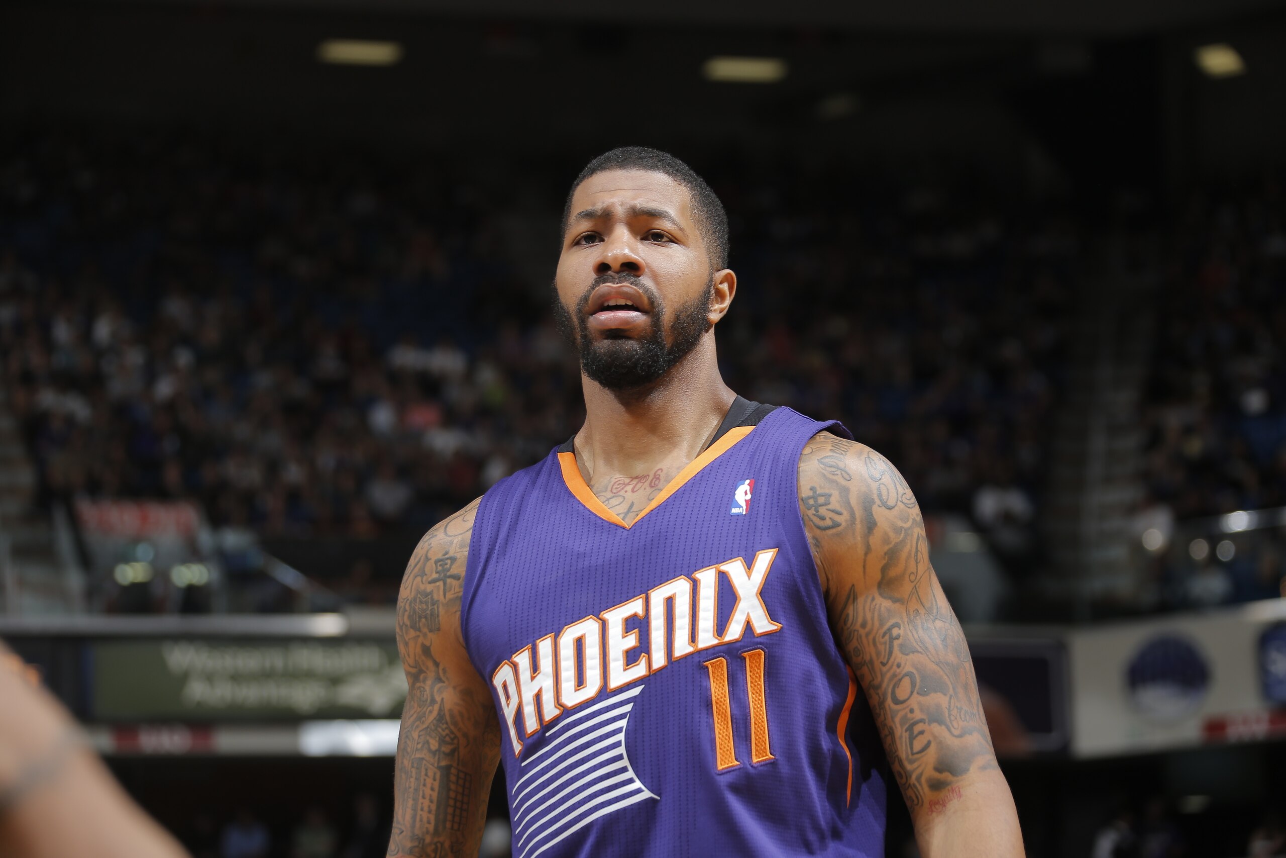 SACRAMENTO, CA - APRIL 16: Markieff Morris #11 of the Phoenix Suns in a game against the Sacramento Kings on April16, 2014 at Sleep Train Arena in Sacramento, California. NOTE TO USER: User expressly acknowledges and agrees that, by downloading and or using this photograph, User is consenting to the terms and conditions of the Getty Images Agreement. Mandatory Copyright Notice: Copyright 2014 NBAE (Photo by Rocky Widner/NBAE via Getty Images)
