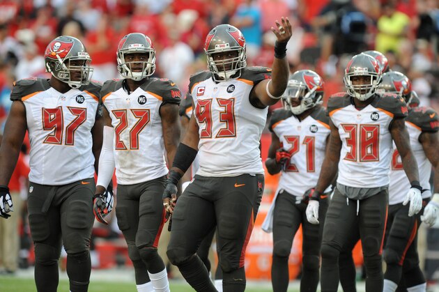 TAMPA, FL - SEPTEMBER 7: Defensive tackle Gerald McCoy #93 of the Tampa Bay Buccaneers against the Carolina Panthers at Raymond James Stadium on September 7, 2014 in Tampa, Florida. (Photo by Cliff McBride/Getty Images) )