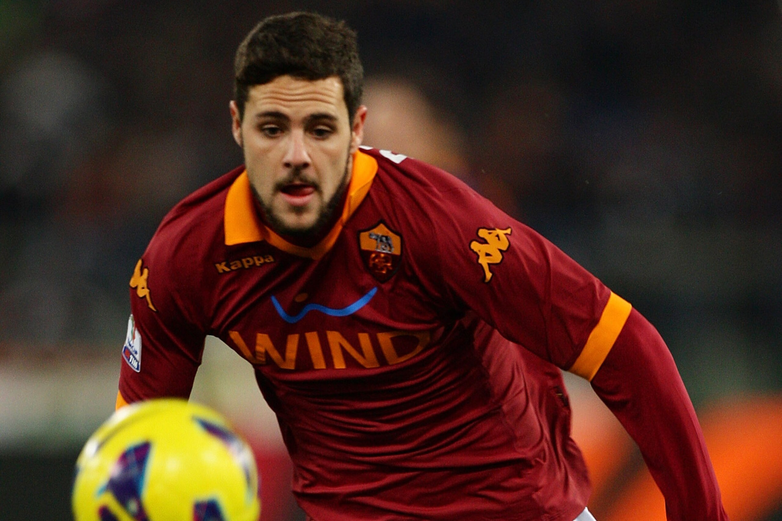 ROME, ITALY - JANUARY 23:  Mattia Destro of AS Roma in action during the TIM cup match between AS Roma and FC Internazionale Milano at Stadio Olimpico on January 23, 2013 in Rome, Italy.  (Photo by Paolo Bruno/Getty Images)