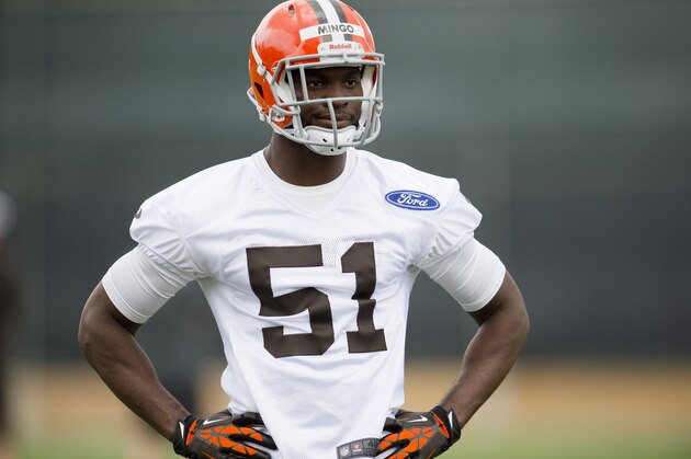 BEREA, OH - MAY 10: Barkevious Mingo #51 of the Cleveland Browns runs drills during rookie camp at the Cleveland Browns Training facility on May 10, 2013 in Cleveland, Ohio. (Photo by Jason Miller/Getty Images)