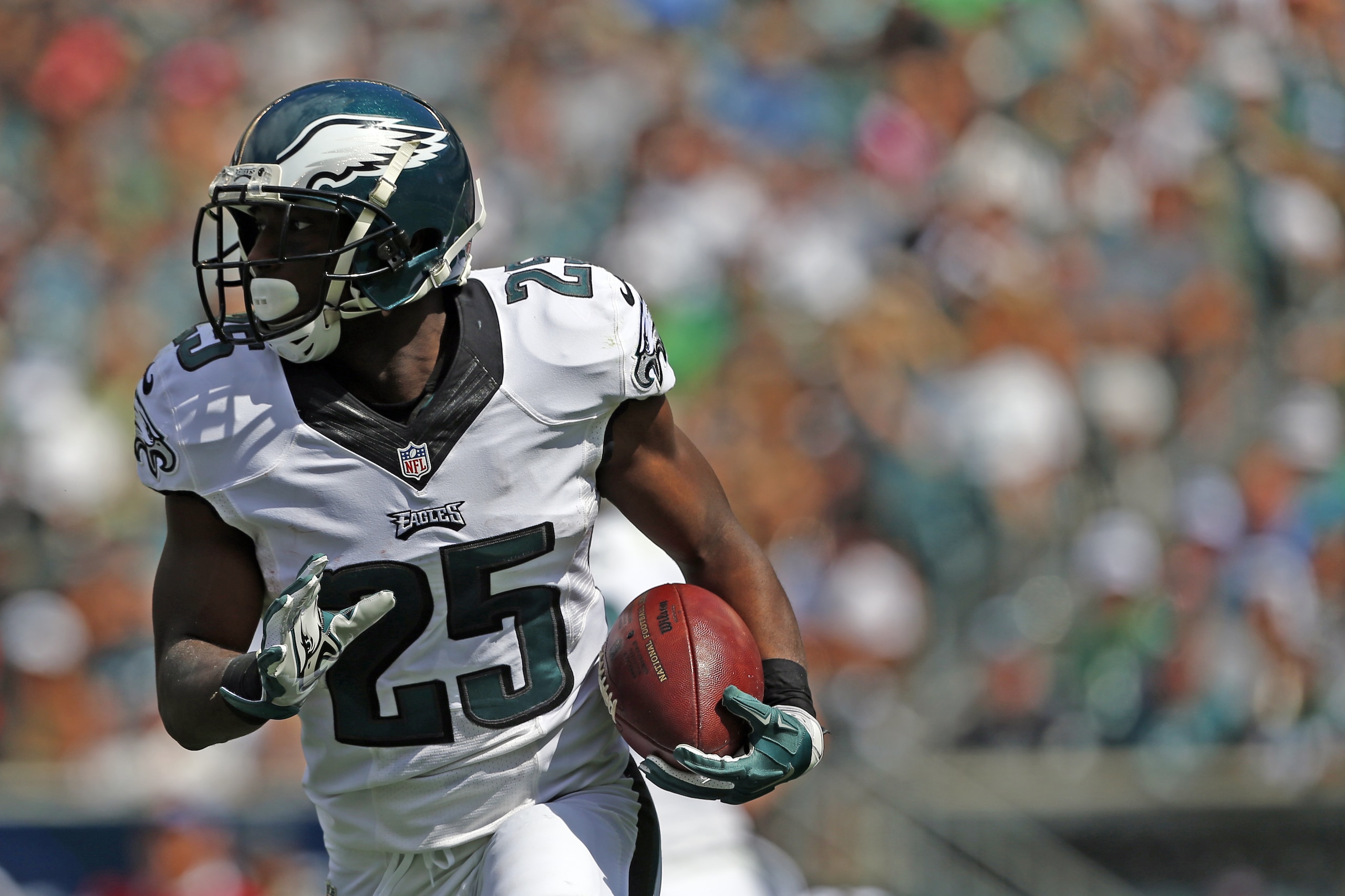 Philadelphia Eagles' LeSean McCoy is seen during an NFL football game against the Jacksonville Jaguars on Sunday, Sept. 7, 2014, in Philadelphia. (AP Photo/Michael Perez)