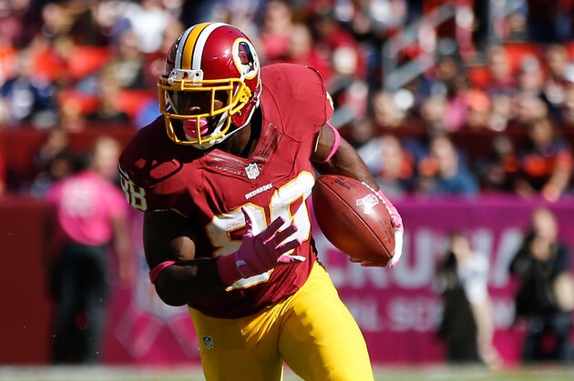 Oct 20, 2013; Landover, MD, USA; Washington Redskins wide receiver Pierre Garcon (88) runs with the ball against the Chicago Bears at FedEx Field. Mandatory Credit: Geoff Burke-USA TODAY Sports