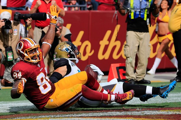 LANDOVER, MD - SEPTEMBER 14: Tight end Niles Paul #84 of the Washington Redskins celebrates after catching a fourth quarter touchdown against the Jacksonville Jaguars at FedExField on September 14, 2014 in Landover, Maryland. (Photo by Rob Carr/Getty Images) LANDOVER, MD - SEPTEMBER 14: Tight end Niles Paul #84 of the Washington Redskins celebrates after catching a fourth quarter touchdown against the Jacksonville Jaguars at FedExField on September 14, 2014 in Landover, Maryland. (Photo by Rob Carr/Getty Images)