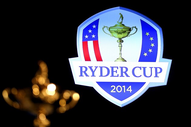 VIRGINIA WATER, ENGLAND - SEPTEMBER 02: A general view of the trophy and Ryder Cup emblem as European Ryder Cup captain Paul McGinley of Ireland announces Stephen Gallacher of Scotland, Ian Poulter of England and Lee Westwood of England as his three captain's picks at Wentworth on September 2, 2014 in Virginia Water, England. (Photo by Andrew Redington/Getty Images) VIRGINIA WATER, ENGLAND - SEPTEMBER 02: A general view of the trophy and Ryder Cup emblem as European Ryder Cup captain Paul McGinley of Ireland announces Stephen Gallacher of Scotland, Ian Poulter of England and Lee Westwood of England as his three captain's picks at Wentworth on September 2, 2014 in Virginia Water, England. (Photo by Andrew Redington/Getty Images)