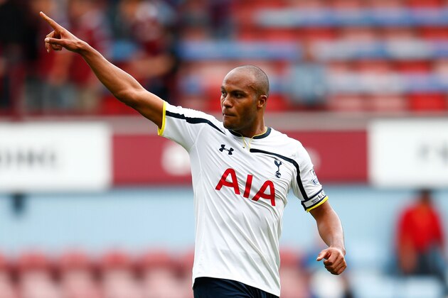 LONDON, ENGLAND - AUGUST 16: Younes Kaboul of Spurs celebrates following his team's 1-0 victory during the Barclays Premier League match between West Ham United and Tottenham Hotspur at Boleyn Ground on August 16, 2014 in London, England. (Photo by Julian Finney/Getty Images) LONDON, ENGLAND - AUGUST 16: Younes Kaboul of Spurs celebrates following his team's 1-0 victory during the Barclays Premier League match between West Ham United and Tottenham Hotspur at Boleyn Ground on August 16, 2014 in London, England. (Photo by Julian Finney/Getty Images)