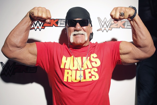 WWE Hall of Famer Hulk Hogan attends the WWE 2K15 SummerSlam Confidential Panel at Club Nokia, on Saturday, August 16, 2014 in Los Angeles. (Photo by Todd Williamson/Invision for 2K/AP Images)