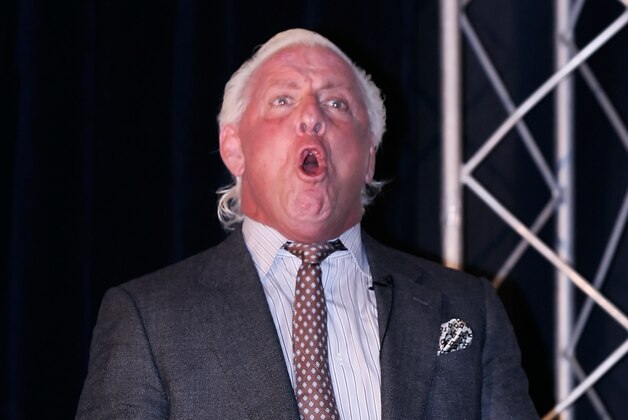 CONCORD, NC - JANUARY 20:  Former American Professional Wrestler Ric Flair performs his famous yell 'Wooooo!', for the media during the NASCAR Sprint Media Tour hosted by Charlotte Motor Speedway, held at the Embassy Suites, on January 20, 2010 in Concord, North Carolina.  (Photo by Jason Smith/Getty Images)