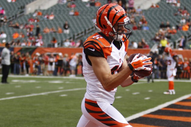 Cincinnati Bengals wide receiver Dane Sanzenbacher warms up prior to an NFL football game against the Atlanta Falcons, Sunday, Sept. 14, 2014, in Cincinnati. (AP Photo/Frank Victores) Cincinnati Bengals wide receiver Dane Sanzenbacher warms up prior to an NFL football game against the Atlanta Falcons, Sunday, Sept. 14, 2014, in Cincinnati. (AP Photo/Frank Victores)