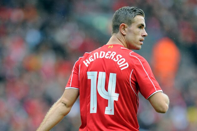 LIVERPOOL, ENGLAND - AUGUST 10:  Jordan Henderson of Liverpool during the Pre Season Friendly match between Liverpool and Borussia Dortmund at Anfield on August 10, 2014 in Liverpool, England. (Photo by Clint Hughes/Getty Images)