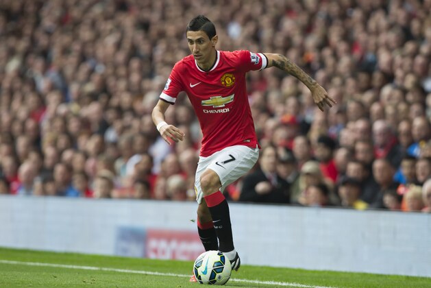 Manchester United's Angel Di Maria is seen during his team's Queens Park Rangers' during their English Premier League soccer match at Old Trafford Stadium, Manchester, England, Sunday Sept. 14, 2014. (AP Photo/Jon Super)