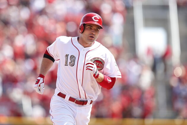 CINCINNATI, OH - MAY 27: Joey Votto #19 of the Cincinnati Reds rounds the bases after hitting a two-run home run in the eighth inning against the Cleveland Indians during the interleague game at Great American Ball Park on May 27, 2013 in Cincinnati, Ohio. The Reds won 4-2. (Photo by Joe Robbins/Getty Images)