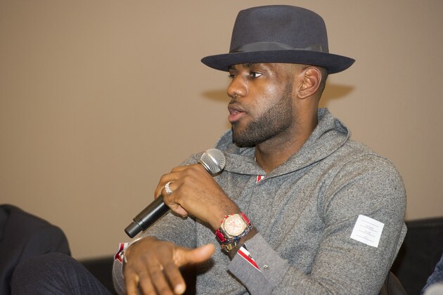 LeBron James participates in a question and answer session at the Starz screening of