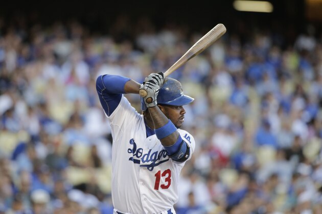 Los Angeles Dodgers' Hanley Ramirez gets ready for his at-bat during the first inning of a baseball game against the Arizona Diamondbacks Saturday, Sept. 6, 2014, in Los Angeles. (AP Photo/Jae C. Hong)