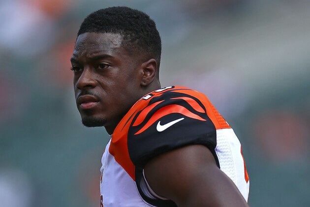 CINCINNATI, OH - SEPTEMBER 14:  A.J. Green #18 of the Cincinnati Bengals warms up prior to the start of the game against the Atlanta Falcons at Paul Brown Stadium on September 14, 2014 in Cincinnati, Ohio. (Photo by Andy Lyons/Getty Images)