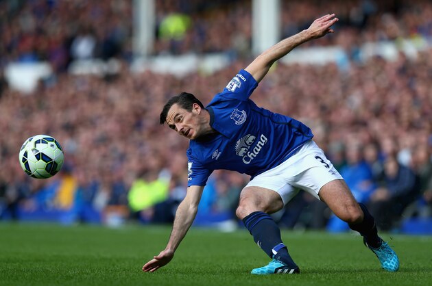 LIVERPOOL, ENGLAND - AUGUST 23:  Leighton Baines of Everton in action during the Barclays Premier League match between Everton and Arsenal at Goodison Park on August 23, 2014 in Liverpool, England.  (Photo by Clive Brunskill/Getty Images)