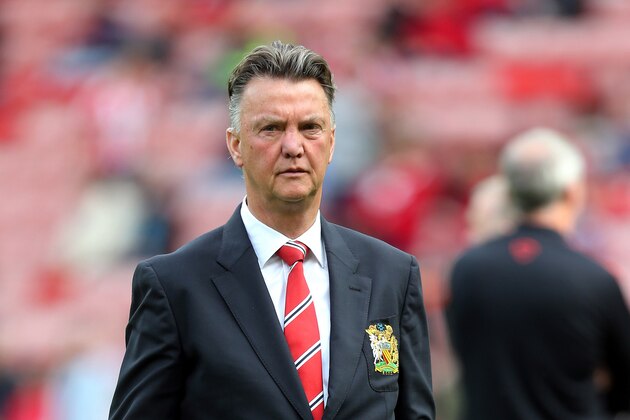 Manchester United's manager Louis Van Gaal looks on ahead of their English Premier League soccer match against Sunderland at the Stadium of Light, Sunderland, England, Sunday, Aug. 24, 2014. (AP Photo/Scott Heppell)