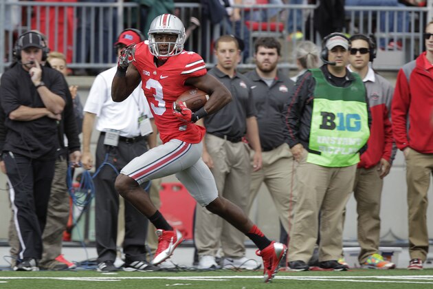 Ohio State wide receiver Michael Thomas plays against Kent State during an NCAA college football game Saturday, Sept. 13, 2014, in Columbus, Ohio. (AP Photo/Jay LaPrete)